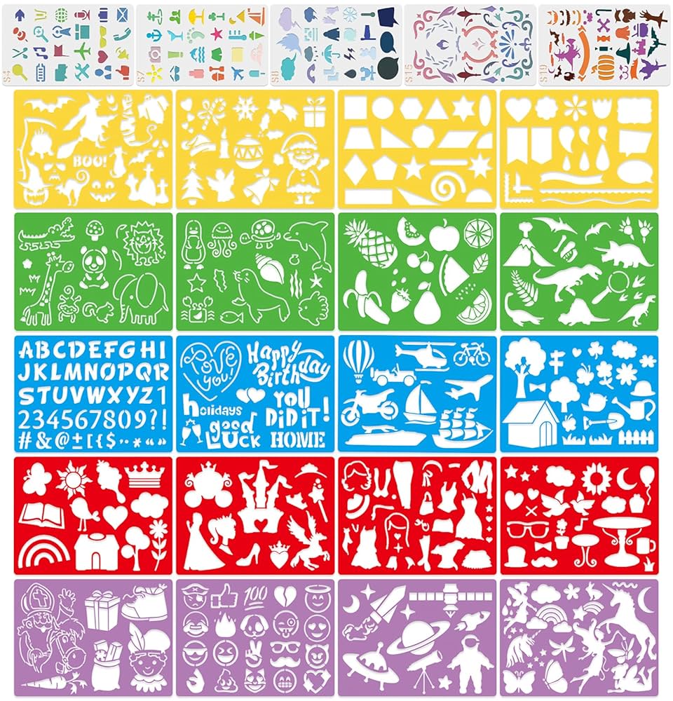 Amazon.co.jp: 子供用ステンシル描画キット、400種類以上の形状